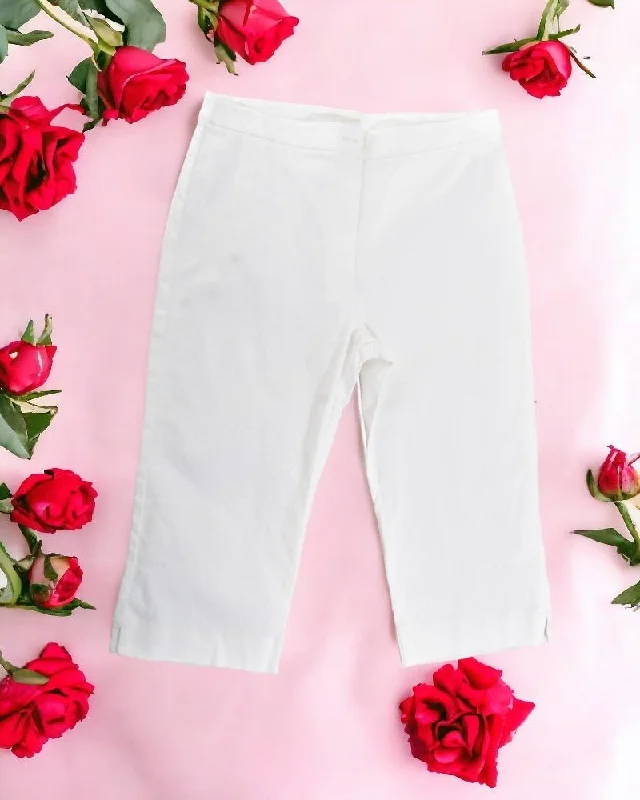 Plus Size Women's Patchwork - Design Jeans for a Unique AppearanceLadies White Twill Pedal Pusher Plus Size Women's Patchwork - Design Jeans for a Unique AppearanceLadies White Twill Pedal Pusher