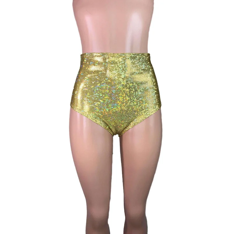 High Waist Hot Pants - Gold Shattered Glass