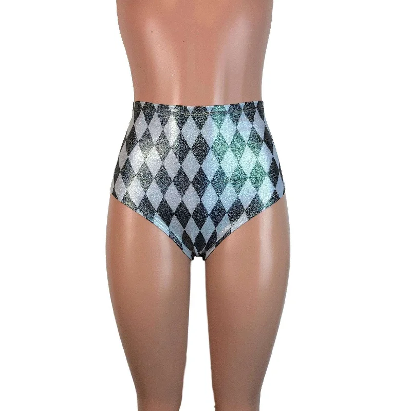 High Waist Hot Pants - Harlequin Holographic Diamond