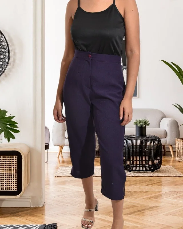Cropped Women's Corduroy Pants in Autumn ColorsLadies Grape Capri Pants