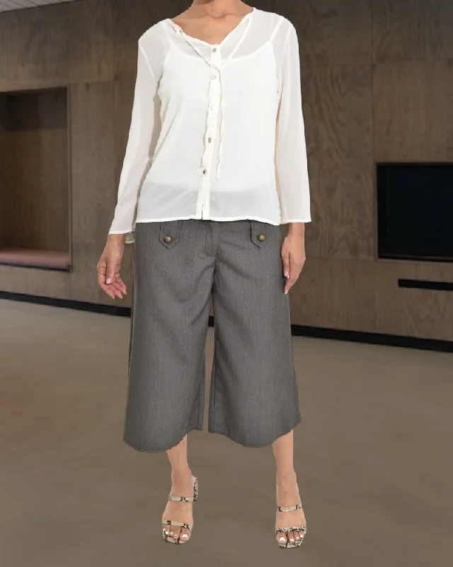 Bootcut Style Women's Stretch Denim Jeans in Dark WashLds Grey Wide Leg Capri Pants