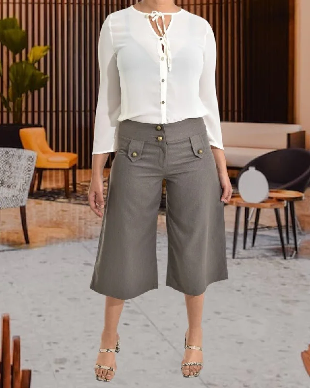 Cropped Women's Corduroy Pants in Autumn ColorsLds Wide Leg Capri Pants