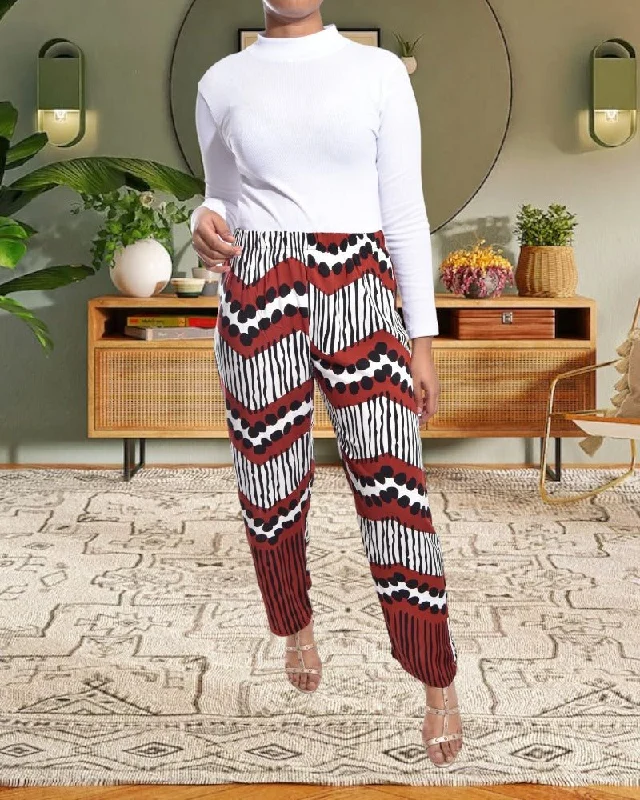 Women's Straight - Leg Linen Pants for a Breezy Summer LookRust Multi Color Printed Palazzo Pants Women's Straight - Leg Linen Pants for a Breezy Summer LookRust Multi Color Printed Palazzo Pants