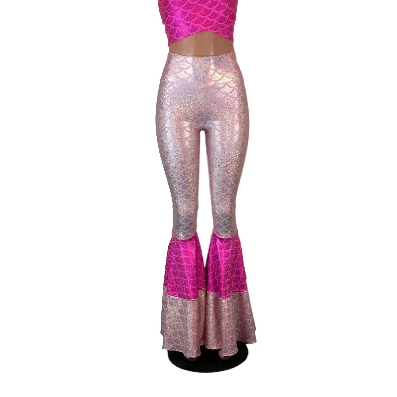 Tiered Bell Bottom Flares - Pink Mermaid Scales