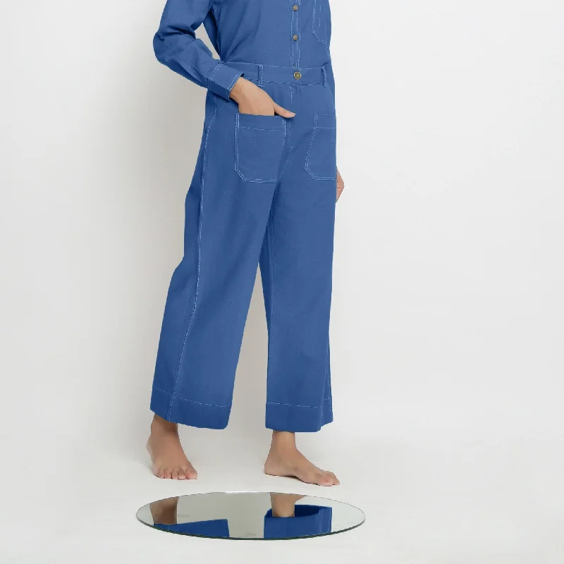 Palazzo Style Women's Printed Trousers in Bohemian PatternsPowder Blue Handspun Cotton Patch Pocket Wide Legged Pant Palazzo Style Women's Printed Trousers in Bohemian PatternsPowder Blue Handspun Cotton Patch Pocket Wide Legged Pant