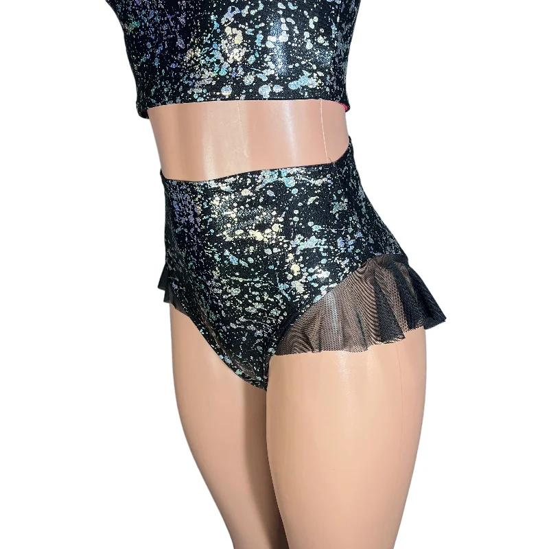 Ruffle Hot Pants High-Waisted Cheeky Bikini in Holo Splatter