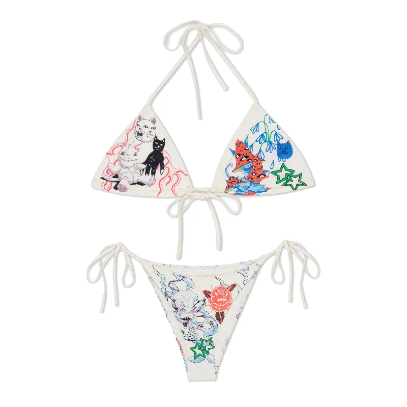 Monokini - style bikini with a unique one - piece - meets - bikini designTravis Bikini (Off White)