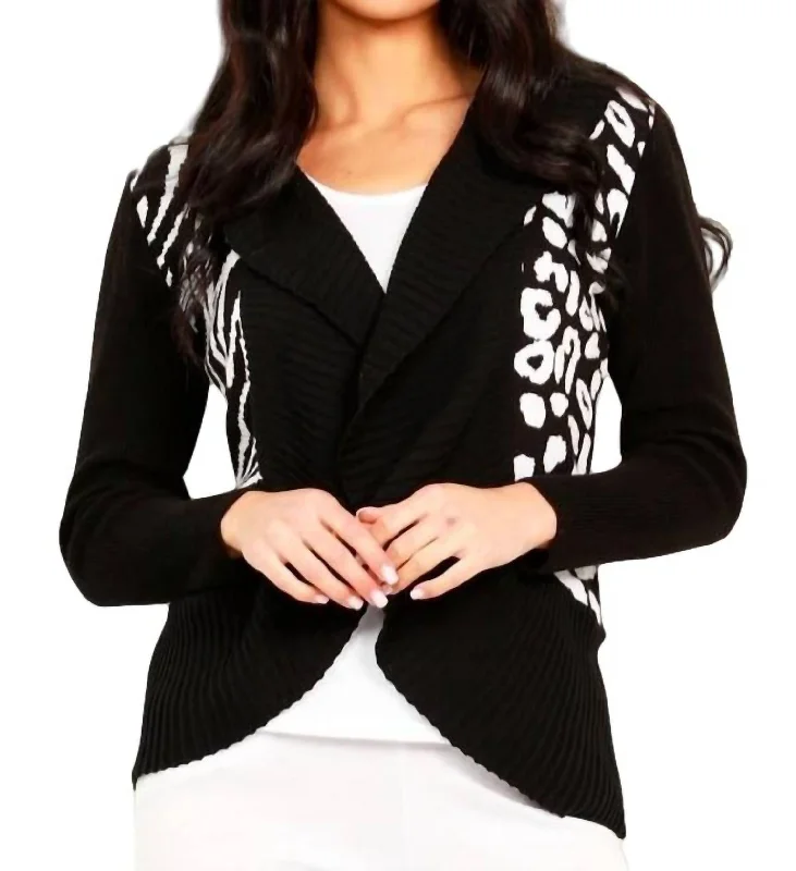 Double - Breasted Women's Polyester Blazers in Bright Colors for a Fun StyleAnimal Print Signature Wrap With Pin In Black/white Double - Breasted Women's Polyester Blazers in Bright Colors for a Fun StyleAnimal Print Signature Wrap With Pin In Black/white