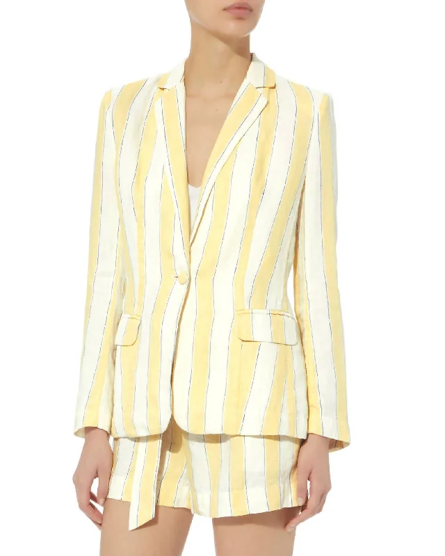 Plus Size Women's Faux Fur - Trimmed Blazers in Black for a Luxurious LookLinen Stripe Blazer In Multi Plus Size Women's Faux Fur - Trimmed Blazers in Black for a Luxurious LookLinen Stripe Blazer In Multi