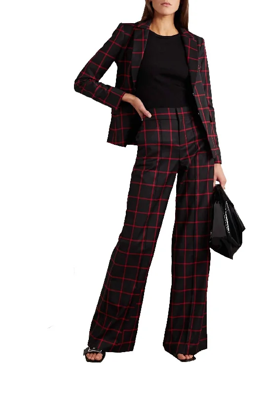 Oversized Women's Checkered Blazers in Black and White for a Trendy StyleMya Notch Collar Twill Blazer In Black/perfect Ruby Oversized Women's Checkered Blazers in Black and White for a Trendy StyleMya Notch Collar Twill Blazer In Black/perfect Ruby