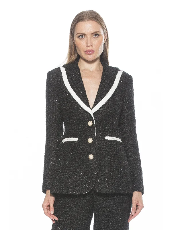 Women's Tailored Stretch Blazers in Navy Blue for Business MeetingsMyra Blazer