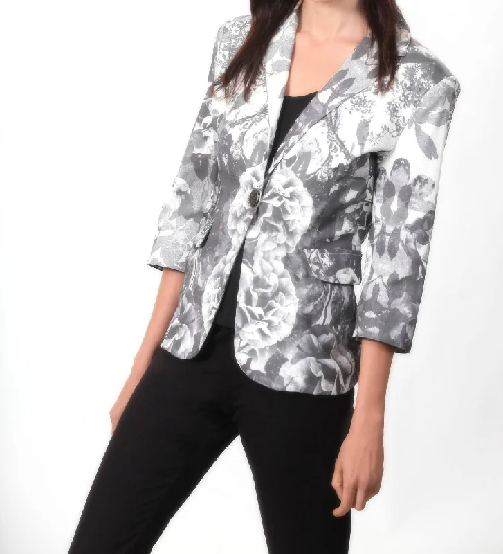 Plus Size Women's Sequin - Embellished Blazers in Silver for a Glamorous PartyNatural Kaleidoscope Blazer In Ivory/gray Plus Size Women's Sequin - Embellished Blazers in Silver for a Glamorous PartyNatural Kaleidoscope Blazer In Ivory/gray