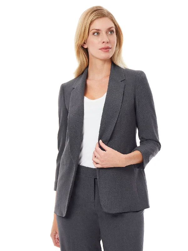 Single - Breasted Women's Tweed Blazers with Gold Buttons for a Classic LookNotch Collar Rolled Cuff Bi-Stretch Blazer Single - Breasted Women's Tweed Blazers with Gold Buttons for a Classic LookNotch Collar Rolled Cuff Bi-Stretch Blazer