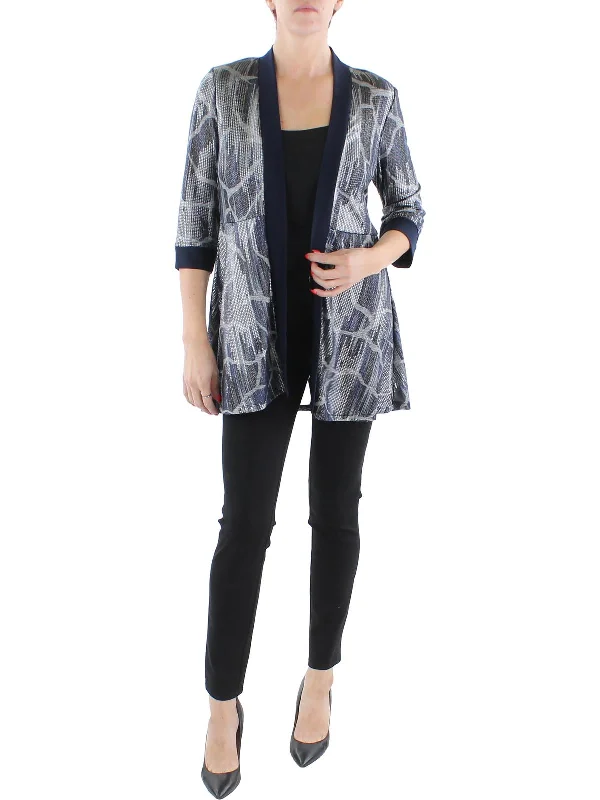 Oversized Women's Printed Blazers in Animal Patterns for a Statement PiecePetites Womens Knit Metallic Duster Blazer Oversized Women's Printed Blazers in Animal Patterns for a Statement PiecePetites Womens Knit Metallic Duster Blazer