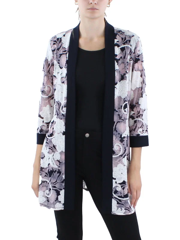Women's Peplum Blazers in Emerald Green for a Stylish Work AttirePetites Womens Printed Sheer Duster Blazer Women's Peplum Blazers in Emerald Green for a Stylish Work AttirePetites Womens Printed Sheer Duster Blazer