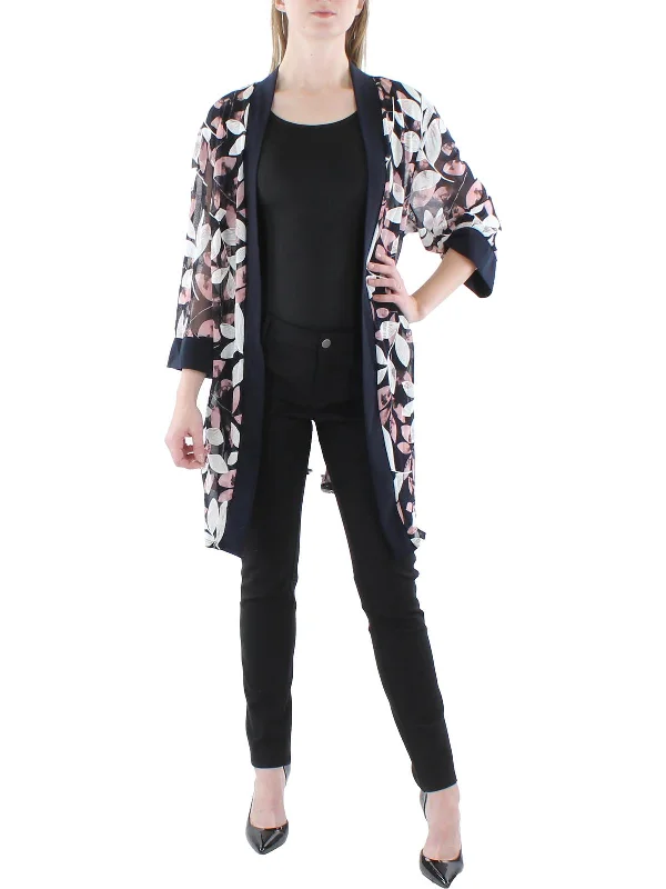 Plus Size Women's Faux Fur - Trimmed Blazers in Black for a Luxurious LookPlus Womens Mesh Printed Duster Blazer Plus Size Women's Faux Fur - Trimmed Blazers in Black for a Luxurious LookPlus Womens Mesh Printed Duster Blazer