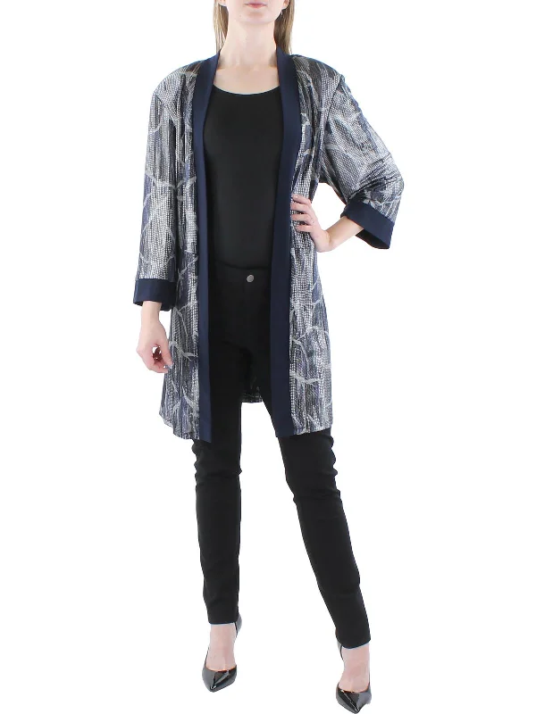 Double - Breasted Women's Polyester Blazers in Bright Colors for a Fun StylePlus Womens Metallic Open Front Duster Blazer Double - Breasted Women's Polyester Blazers in Bright Colors for a Fun StylePlus Womens Metallic Open Front Duster Blazer