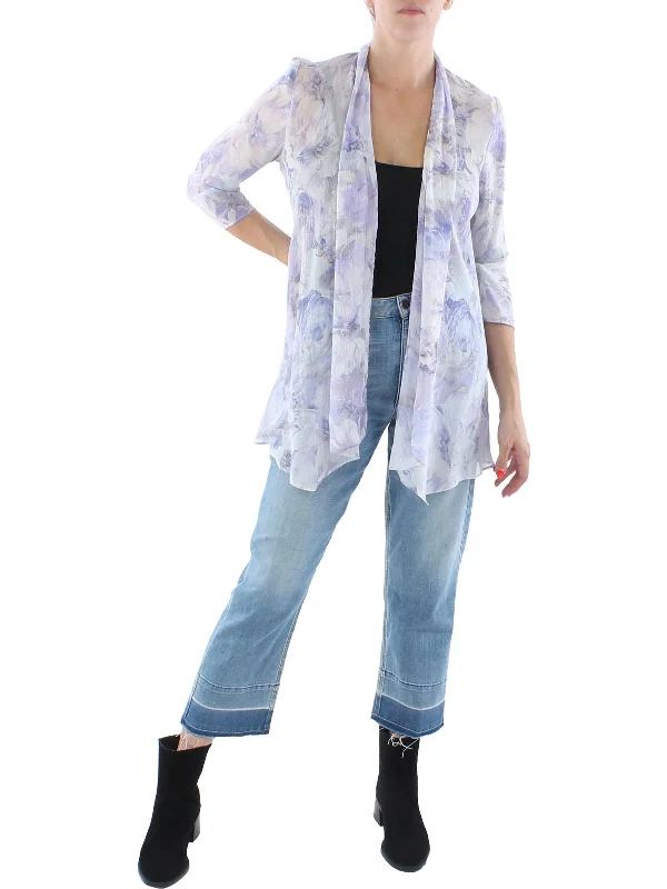 Plus Size Women's Double - Breasted Wool Blazers for Winter Office WearWomens Chiffon Metallic Duster Blazer Plus Size Women's Double - Breasted Wool Blazers for Winter Office WearWomens Chiffon Metallic Duster Blazer