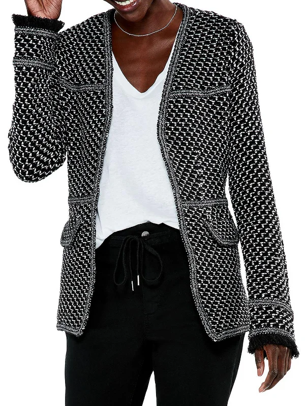 Double - Breasted Women's Leather Blazers in Taupe for an Edgy LookWomens Woven Midi Open-Front Blazer Double - Breasted Women's Leather Blazers in Taupe for an Edgy LookWomens Woven Midi Open-Front Blazer