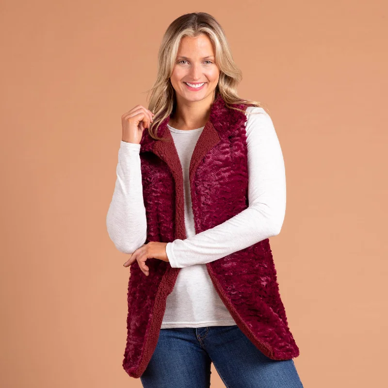 machine washable women cardigan for easy careFaux Fur Fleece-Lined Vest