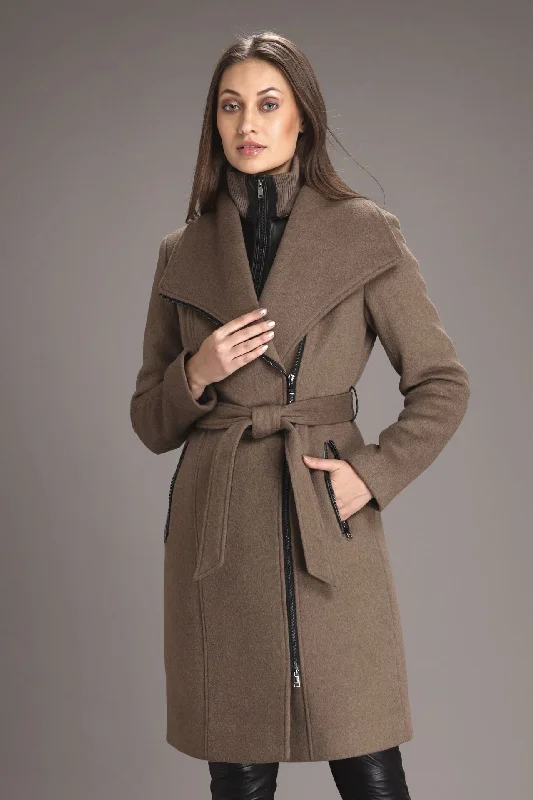 Women's longline double - breasted camel coats for a sophisticated lookAERYN