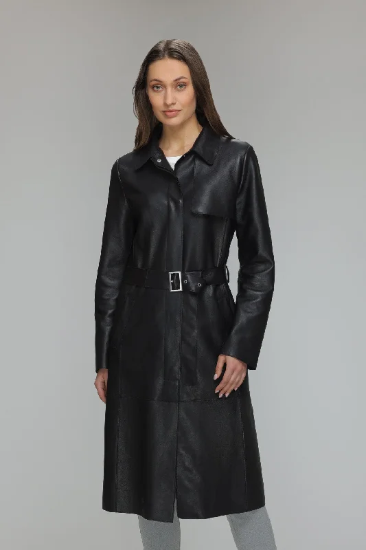 Water - resistant women's trench coats with adjustable cuffs for rainy daysALYSON