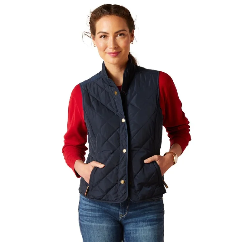 Embroidered women's cotton coats in a bohemian pattern for a unique designAriat Ladies Woodside Vest Navy Embroidered women's cotton coats in a bohemian pattern for a unique designAriat Ladies Woodside Vest Navy