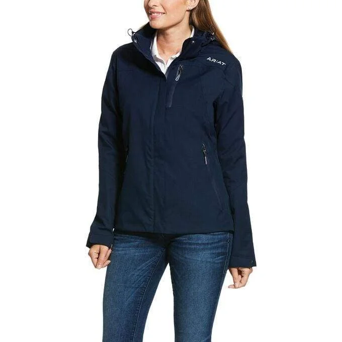 Embroidered women's cotton coats in a bohemian pattern for a unique designAriat Ladies Coastal H20 Waterproof Jacket Navy Embroidered women's cotton coats in a bohemian pattern for a unique designAriat Ladies Coastal H20 Waterproof Jacket Navy