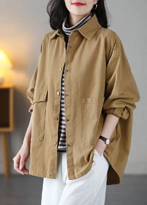 Belted women's cashmere coats in soft pastels for a luxurious feelArt Yellow Peter Pan Collar Oversized Pocket Cotton Coat Spring Belted women's cashmere coats in soft pastels for a luxurious feelArt Yellow Peter Pan Collar Oversized Pocket Cotton Coat Spring