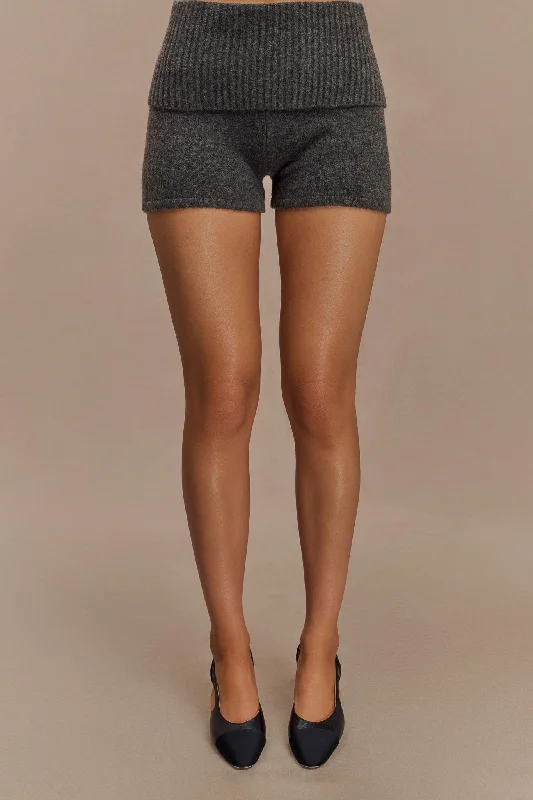 hooded women cardigan for added warmth and styleAubrey Knit Shorts - Charcoal Marle