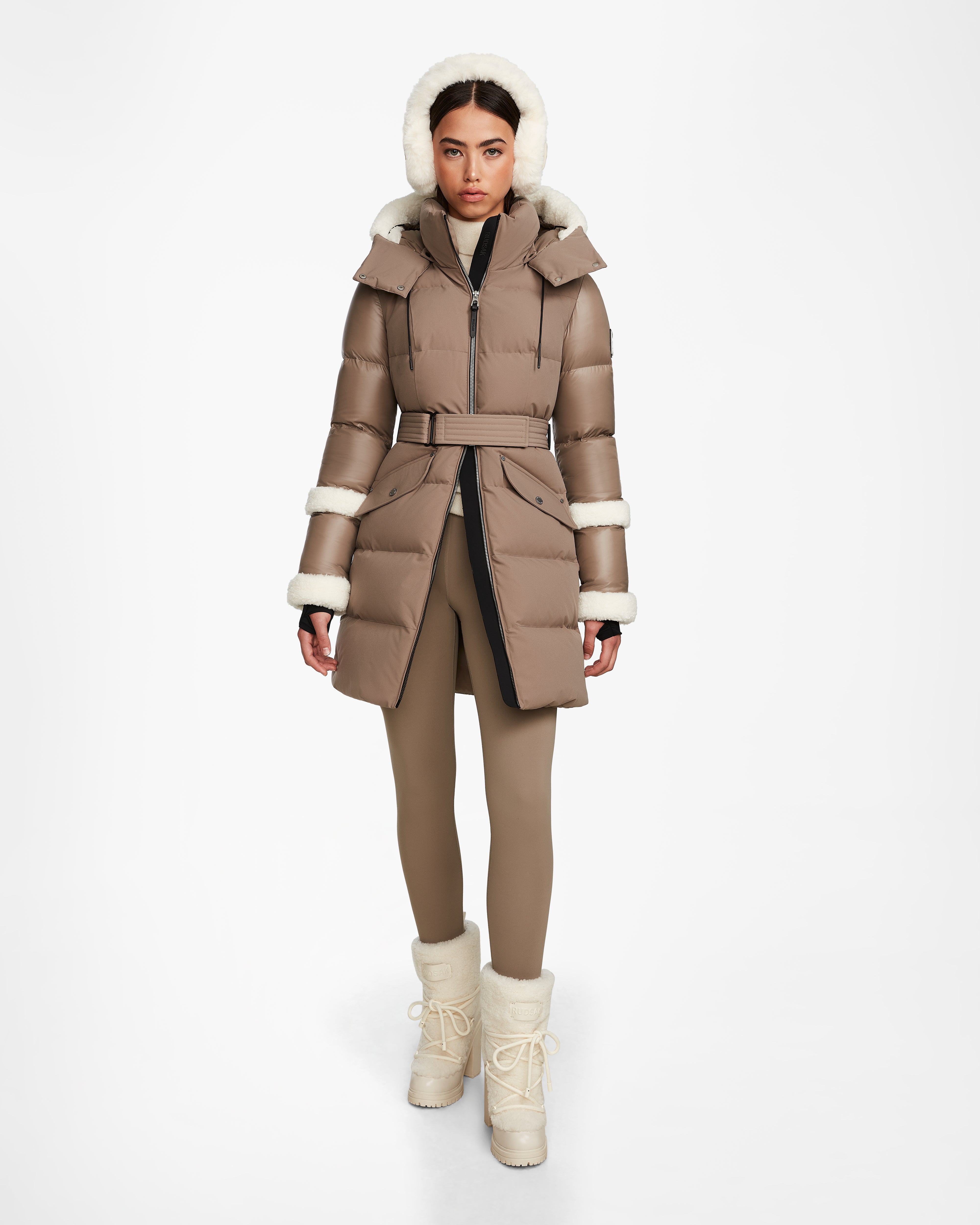 Women's long - sleeve wool coats in a houndstooth pattern for a classic charmAUDREY L - 8124585 Cement Women's long - sleeve wool coats in a houndstooth pattern for a classic charmAUDREY L - 8124585 Cement