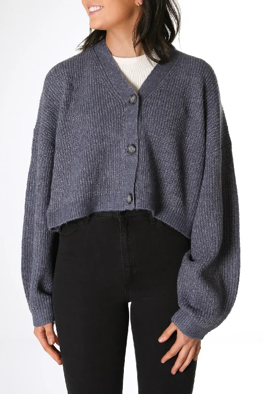 cropped women cardigan to pair with high - waisted jeansAva Cropped Cardi Blue
