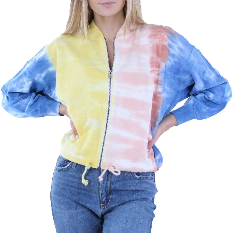 BB Dakota by Steve Madden Womens Hang Tight Tie-Dye Crop Bomber Jacket