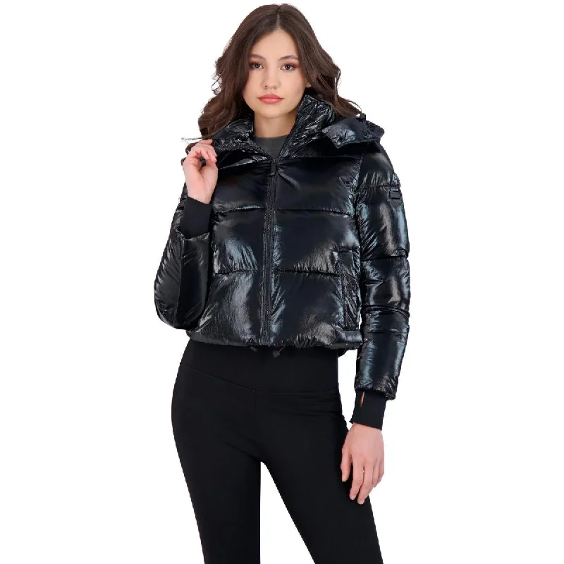 Cropped Liquid Puffer Womens Eco-Friendly Cropped Puffer Jacket