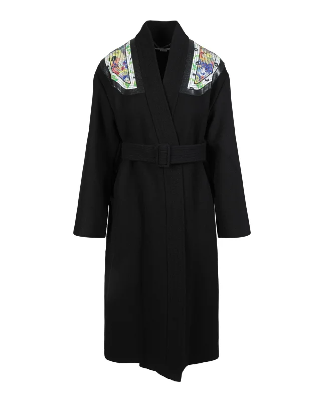 Stella McCartney Womens Floral-Print Belted Coat