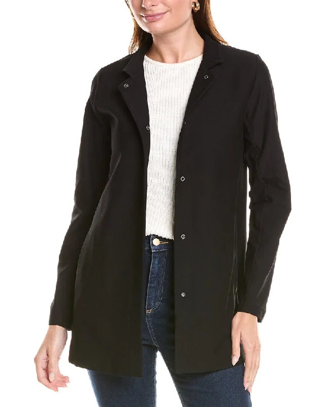Women's longline double - breasted camel coats for a sophisticated lookEileen Fisher Stand Collar Jacket Women's longline double - breasted camel coats for a sophisticated lookEileen Fisher Stand Collar Jacket