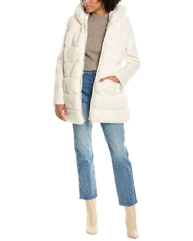 Sam Edelman Mixed Media Wool-Blend Puffer Coat