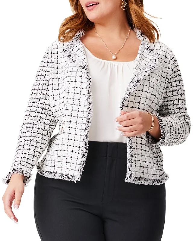 Quilted down women's coats with removable hoods for outdoor activitiesNic+Zoe Plus Grid Fringe Mix Knit Pocket Jacket Quilted down women's coats with removable hoods for outdoor activitiesNic+Zoe Plus Grid Fringe Mix Knit Pocket Jacket