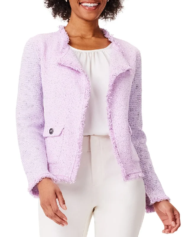Water - resistant women's trench coats with adjustable cuffs for rainy daysNic+Zoe Fringe Mix Knit Pocket Jacket Water - resistant women's trench coats with adjustable cuffs for rainy daysNic+Zoe Fringe Mix Knit Pocket Jacket