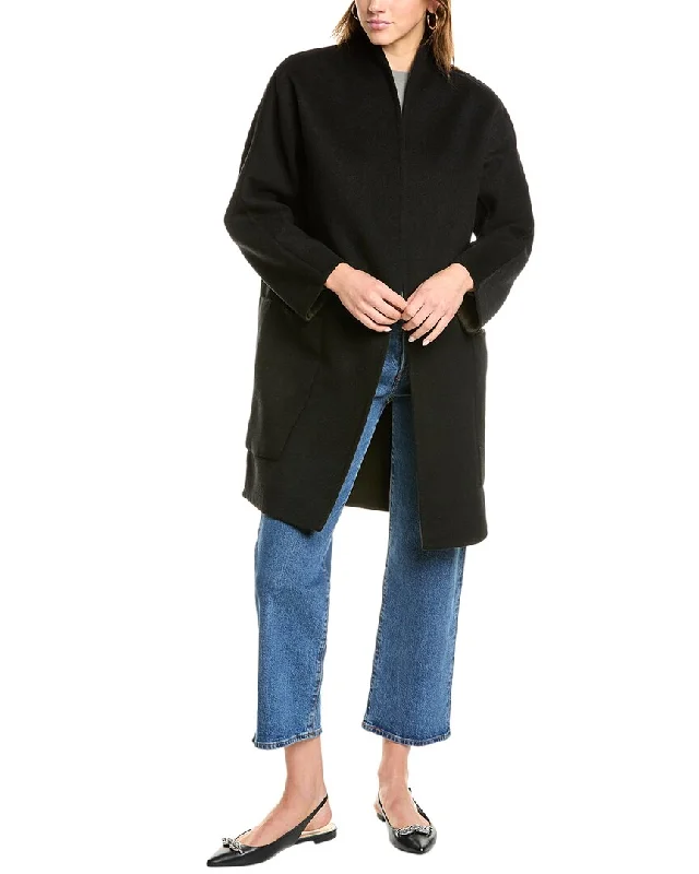 Women's cropped leather coats with silver studs for an edgy lookVince Reversible Wool-Blend Car Coat Women's cropped leather coats with silver studs for an edgy lookVince Reversible Wool-Blend Car Coat