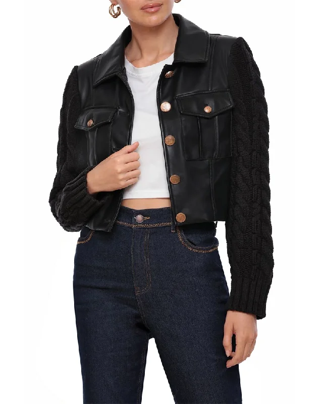 Embroidered women's cotton coats in a bohemian pattern for a unique designAvec Les Filles Sweater Sleeve Military Jacket Embroidered women's cotton coats in a bohemian pattern for a unique designAvec Les Filles Sweater Sleeve Military Jacket