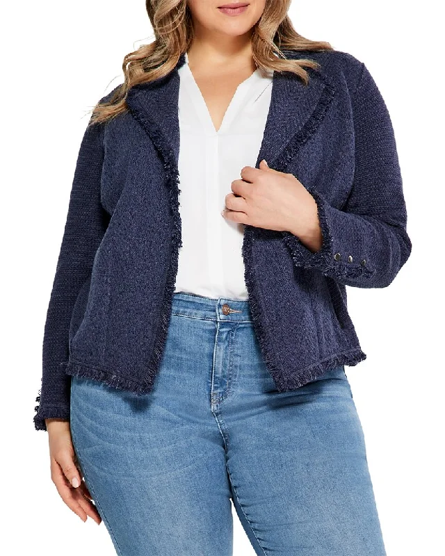 Women's pea coats with brass buttons for a nautical - inspired styleNic+Zoe Plus Fringe Mix Jacket Women's pea coats with brass buttons for a nautical - inspired styleNic+Zoe Plus Fringe Mix Jacket