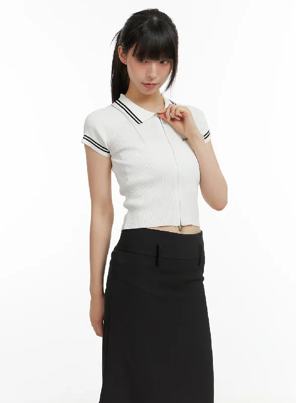 open front women cardigan for easy stylingCollar Zip-Up Top CL422