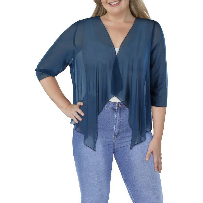 Connected Apparel Womens Plus Knit Asymmetric Bolero