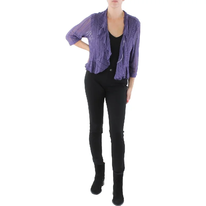 Connected Apparel Womens Plus Lace Ruffled Bolero