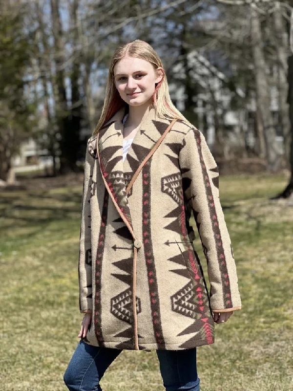 Women's cropped leather coats with silver studs for an edgy lookWestern Aztec Coat Style#-L-24140 Women's cropped leather coats with silver studs for an edgy lookWestern Aztec Coat Style#-L-24140