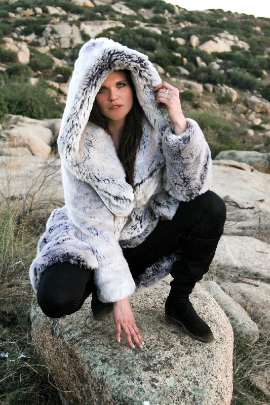 Women's pea coats with brass buttons for a nautical - inspired styleWomen's Short Desert Warrior Coat in "Pegasus" Chinchilla Women's pea coats with brass buttons for a nautical - inspired styleWomen's Short Desert Warrior Coat in "Pegasus" Chinchilla