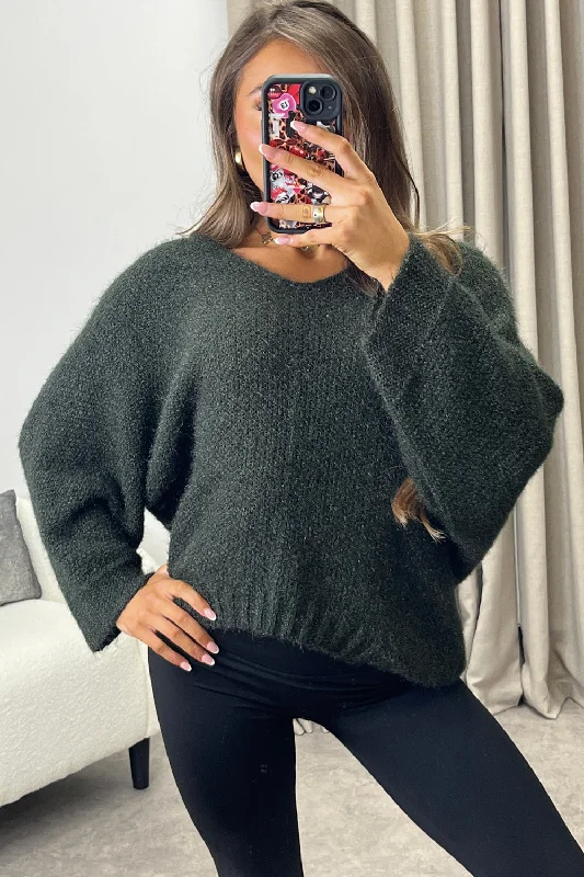 Ebonie Khaki Slouchy Knit Jumper