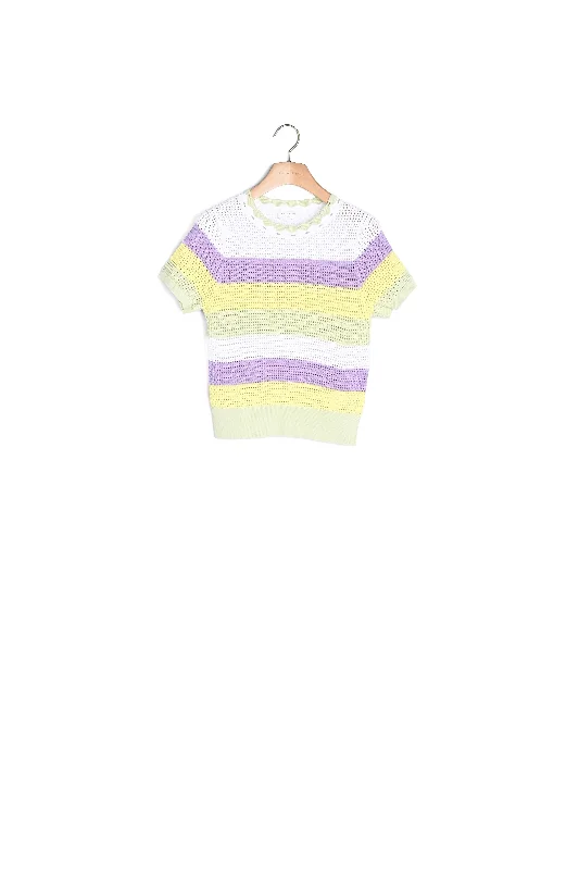 hooded women cardigan for added warmth and stylePull rayé à manches courtes