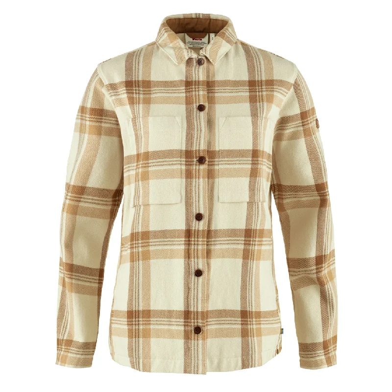Mid - length women's down coats in a slim fit for a modern and sleek appearanceFjallraven Womens Singi Flannel Overshirt Chalk White / Dune Beige Mid - length women's down coats in a slim fit for a modern and sleek appearanceFjallraven Womens Singi Flannel Overshirt Chalk White / Dune Beige